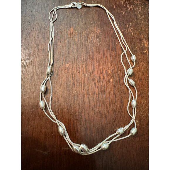 Sterling Silver 925 Multi-Strand Necklace With Beads 14.51g - Picture 4 of 8